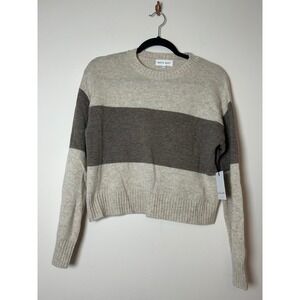 Bella Dahl‎ Striped Crew Neck Long Sleeve Cropped Sweater XS Neutral